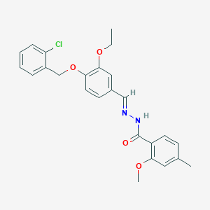 molecular formula C25H25ClN2O4 B423100 N'-{4-[(2-chlorobenzyl)oxy]-3-ethoxybenzylidene}-2-methoxy-4-methylbenzohydrazide 