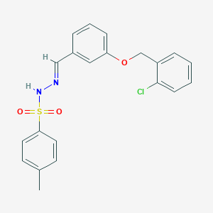 molecular formula C21H19ClN2O3S B423101 N'-{3-[(2-chlorobenzyl)oxy]benzylidene}-4-methylbenzenesulfonohydrazide 
