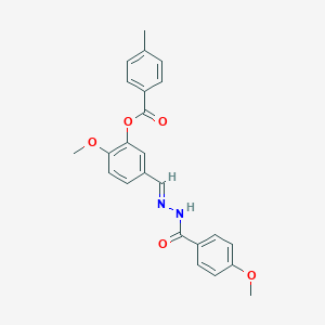 2-methoxy-5-[(E)-{2-[(4-methoxyphenyl)carbonyl]hydrazinylidene}methyl]phenyl 4-methylbenzoate
