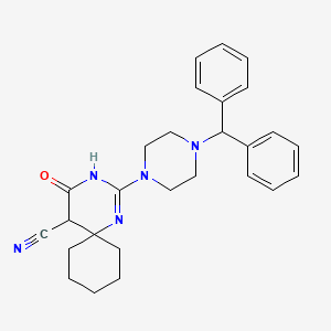 2-[4-(diphenylmethyl)-1-piperazinyl]-4-oxo-1,3-diazaspiro[5.5]undec-2-ene-5-carbonitrile