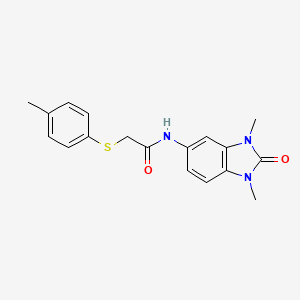 molecular formula C18H19N3O2S B4231083 N-(1,3-dimethyl-2-oxo-2,3-dihydro-1H-benzimidazol-5-yl)-2-[(4-methylphenyl)thio]acetamide 