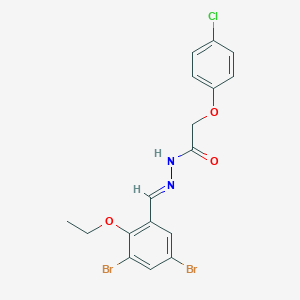 molecular formula C17H15Br2ClN2O3 B423109 2-(4-chlorophenoxy)-N'-(3,5-dibromo-2-ethoxybenzylidene)acetohydrazide 
