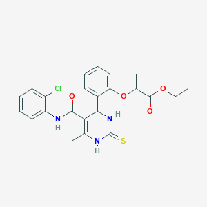 molecular formula C23H24ClN3O4S B4231093 ethyl 2-[2-(5-{[(2-chlorophenyl)amino]carbonyl}-6-methyl-2-thioxo-1,2,3,4-tetrahydro-4-pyrimidinyl)phenoxy]propanoate 