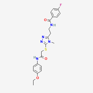 molecular formula C22H24FN5O3S B4231134 N-{2-[5-({2-[(4-ethoxyphenyl)amino]-2-oxoethyl}thio)-4-methyl-4H-1,2,4-triazol-3-yl]ethyl}-4-fluorobenzamide 