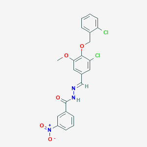 molecular formula C22H17Cl2N3O5 B423114 N'-{3-chloro-4-[(2-chlorobenzyl)oxy]-5-methoxybenzylidene}-3-nitrobenzohydrazide 