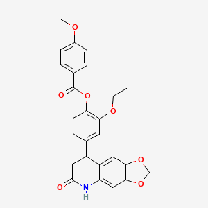 molecular formula C26H23NO7 B4231146 2-ethoxy-4-(6-oxo-5,6,7,8-tetrahydro[1,3]dioxolo[4,5-g]quinolin-8-yl)phenyl 4-methoxybenzoate 