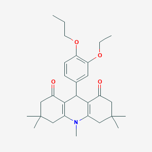molecular formula C29H39NO4 B423115 9-(3-ethoxy-4-propoxyphenyl)-3,3,6,6,10-pentamethyl-3,4,6,7,9,10-hexahydro-1,8(2H,5H)-acridinedione 
