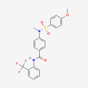 molecular formula C22H19F3N2O4S B4231169 4-[[(4-methoxyphenyl)sulfonyl](methyl)amino]-N-[2-(trifluoromethyl)phenyl]benzamide 
