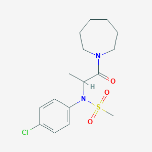 molecular formula C16H23ClN2O3S B4231178 N-[2-(1-azepanyl)-1-methyl-2-oxoethyl]-N-(4-chlorophenyl)methanesulfonamide 
