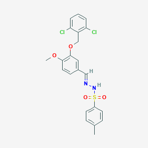 molecular formula C22H20Cl2N2O4S B423119 N'-{3-[(2,6-dichlorobenzyl)oxy]-4-methoxybenzylidene}-4-methylbenzenesulfonohydrazide 