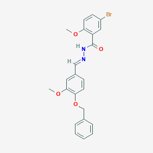 molecular formula C23H21BrN2O4 B423124 N'-{(E)-[4-(benzyloxy)-3-methoxyphenyl]methylidene}-5-bromo-2-methoxybenzohydrazide 