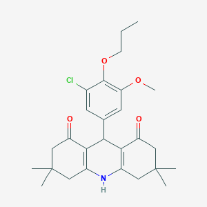molecular formula C27H34ClNO4 B423125 9-(3-chloro-5-methoxy-4-propoxyphenyl)-3,3,6,6-tetramethyl-3,4,6,7,9,10-hexahydro-1,8(2H,5H)-acridinedione 