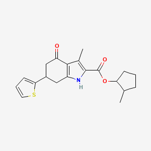 2-methylcyclopentyl 3-methyl-4-oxo-6-(2-thienyl)-4,5,6,7-tetrahydro-1H-indole-2-carboxylate