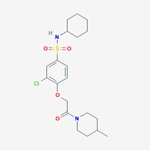 molecular formula C20H29ClN2O4S B4231289 3-chloro-N-cyclohexyl-4-[2-(4-methyl-1-piperidinyl)-2-oxoethoxy]benzenesulfonamide 