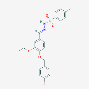 molecular formula C23H23FN2O4S B423130 N'-{3-ethoxy-4-[(4-fluorobenzyl)oxy]benzylidene}-4-methylbenzenesulfonohydrazide 