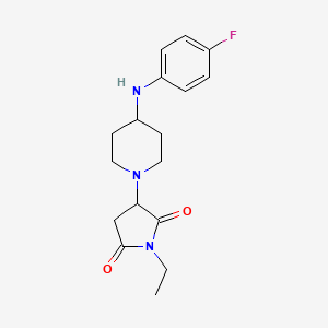 molecular formula C17H22FN3O2 B4231311 1-ethyl-3-{4-[(4-fluorophenyl)amino]-1-piperidinyl}-2,5-pyrrolidinedione 