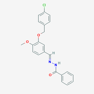 molecular formula C22H19ClN2O3 B423133 N'-{3-[(4-chlorobenzyl)oxy]-4-methoxybenzylidene}benzohydrazide 
