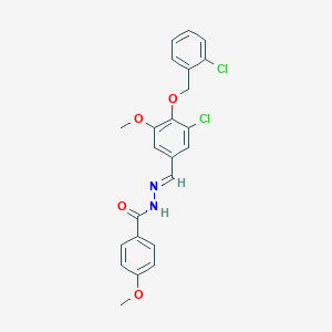molecular formula C23H20Cl2N2O4 B423135 N'-{3-chloro-4-[(2-chlorobenzyl)oxy]-5-methoxybenzylidene}-4-methoxybenzohydrazide 