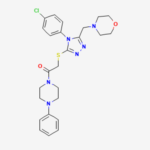 molecular formula C25H29ClN6O2S B4231360 4-[(4-(4-chlorophenyl)-5-{[2-oxo-2-(4-phenyl-1-piperazinyl)ethyl]thio}-4H-1,2,4-triazol-3-yl)methyl]morpholine 