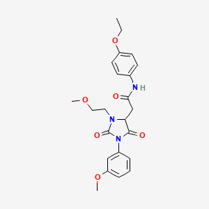 molecular formula C23H27N3O6 B4231370 N-(4-ethoxyphenyl)-2-[3-(2-methoxyethyl)-1-(3-methoxyphenyl)-2,5-dioxo-4-imidazolidinyl]acetamide 
