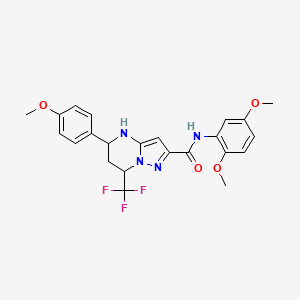 molecular formula C23H23F3N4O4 B4231374 N-(2,5-dimethoxyphenyl)-5-(4-methoxyphenyl)-7-(trifluoromethyl)-4,5,6,7-tetrahydropyrazolo[1,5-a]pyrimidine-2-carboxamide 