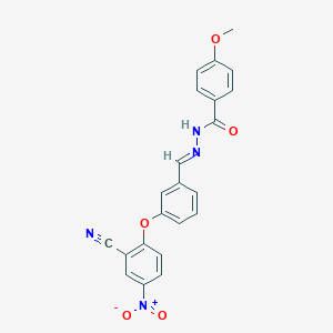 molecular formula C22H16N4O5 B423138 N'-(3-{2-cyano-4-nitrophenoxy}benzylidene)-4-methoxybenzohydrazide 