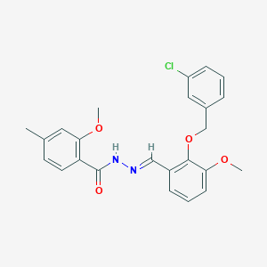 molecular formula C24H23ClN2O4 B423140 N'-{2-[(3-chlorobenzyl)oxy]-3-methoxybenzylidene}-2-methoxy-4-methylbenzohydrazide 
