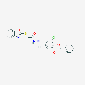 2-(1,3-benzoxazol-2-ylsulfanyl)-N'-{3-chloro-5-methoxy-4-[(4-methylbenzyl)oxy]benzylidene}acetohydrazide