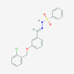 molecular formula C20H17ClN2O3S B423154 N'-{3-[(2-chlorobenzyl)oxy]benzylidene}benzenesulfonohydrazide 