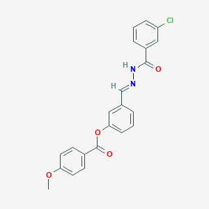 molecular formula C22H17ClN2O4 B423156 3-(2-(3-Chlorobenzoyl)carbohydrazonoyl)phenyl 4-methoxybenzoate 