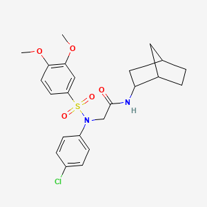 molecular formula C23H27ClN2O5S B4231568 N~1~-bicyclo[2.2.1]hept-2-yl-N~2~-(4-chlorophenyl)-N~2~-[(3,4-dimethoxyphenyl)sulfonyl]glycinamide 