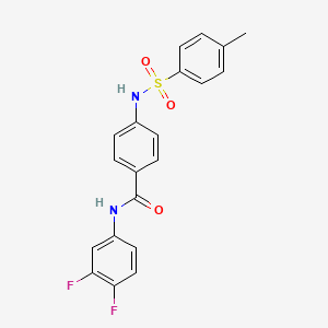 molecular formula C20H16F2N2O3S B4231571 N-(3,4-difluorophenyl)-4-{[(4-methylphenyl)sulfonyl]amino}benzamide 