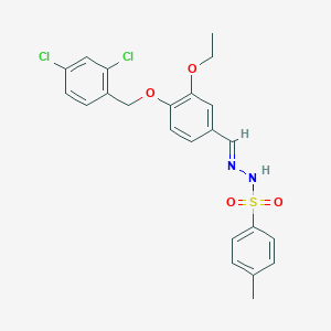 molecular formula C23H22Cl2N2O4S B423158 N'-{4-[(2,4-dichlorobenzyl)oxy]-3-ethoxybenzylidene}-4-methylbenzenesulfonohydrazide 