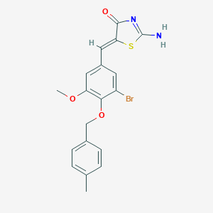 molecular formula C19H17BrN2O3S B423159 5-{3-Bromo-5-methoxy-4-[(4-methylbenzyl)oxy]benzylidene}-2-imino-1,3-thiazolidin-4-one 