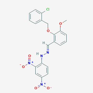 molecular formula C21H17ClN4O6 B423163 2-[(2-Chlorobenzyl)oxy]-3-methoxybenzaldehyde {2,4-bisnitrophenyl}hydrazone 