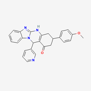 3-(4-methoxyphenyl)-12-(3-pyridinyl)-3,4,5,12-tetrahydrobenzimidazo[2,1-b]quinazolin-1(2H)-one