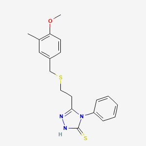 molecular formula C19H21N3OS2 B4231644 5-{2-[(4-methoxy-3-methylbenzyl)thio]ethyl}-4-phenyl-4H-1,2,4-triazole-3-thiol 
