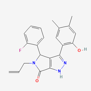 molecular formula C22H20FN3O2 B4231655 5-allyl-4-(2-fluorophenyl)-3-(2-hydroxy-4,5-dimethylphenyl)-4,5-dihydropyrrolo[3,4-c]pyrazol-6(1H)-one 