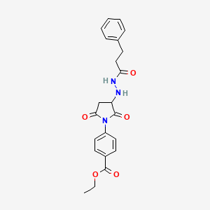 molecular formula C22H23N3O5 B4231662 ethyl 4-{2,5-dioxo-3-[2-(3-phenylpropanoyl)hydrazino]-1-pyrrolidinyl}benzoate 