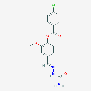 molecular formula C16H14ClN3O4 B423167 4-(((Aminocarbonyl)hydrazono)methyl)-2-methoxyphenyl 4-chlorobenzoate 