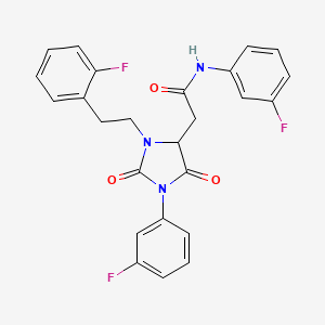 molecular formula C25H20F3N3O3 B4231675 N-(3-fluorophenyl)-2-{1-(3-fluorophenyl)-3-[2-(2-fluorophenyl)ethyl]-2,5-dioxo-4-imidazolidinyl}acetamide 