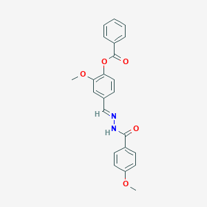 molecular formula C23H20N2O5 B423170 2-Methoxy-4-[2-(4-methoxybenzoyl)carbohydrazonoyl]phenyl benzoate 