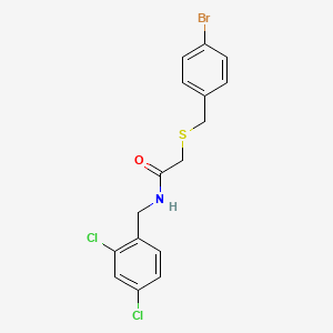 molecular formula C16H14BrCl2NOS B4231700 2-[(4-bromobenzyl)thio]-N-(2,4-dichlorobenzyl)acetamide 