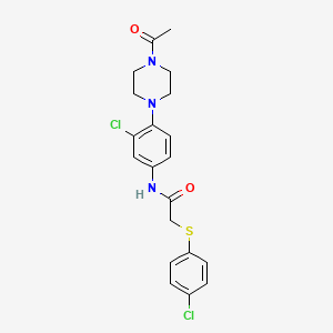 molecular formula C20H21Cl2N3O2S B4231716 N-[4-(4-acetyl-1-piperazinyl)-3-chlorophenyl]-2-[(4-chlorophenyl)thio]acetamide 