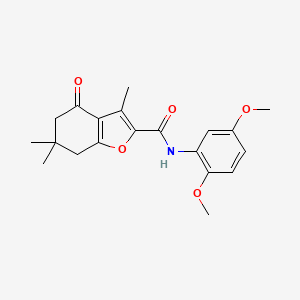 molecular formula C20H23NO5 B4231719 N-(2,5-dimethoxyphenyl)-3,6,6-trimethyl-4-oxo-4,5,6,7-tetrahydro-1-benzofuran-2-carboxamide 