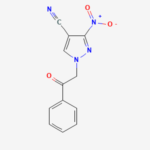 molecular formula C12H8N4O3 B4231726 3-nitro-1-(2-oxo-2-phenylethyl)-1H-pyrazole-4-carbonitrile 