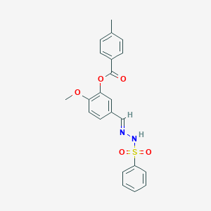 [5-[(E)-(benzenesulfonylhydrazinylidene)methyl]-2-methoxyphenyl] 4-methylbenzoate