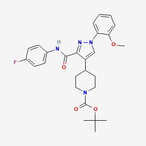 molecular formula C27H31FN4O4 B4231748 tert-butyl 4-[3-{[(4-fluorophenyl)amino]carbonyl}-1-(2-methoxyphenyl)-1H-pyrazol-4-yl]-1-piperidinecarboxylate 