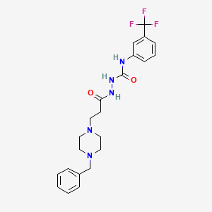 molecular formula C22H26F3N5O2 B4231757 2-[3-(4-benzyl-1-piperazinyl)propanoyl]-N-[3-(trifluoromethyl)phenyl]hydrazinecarboxamide 
