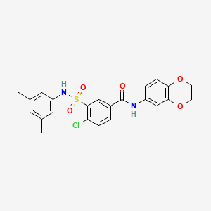 molecular formula C23H21ClN2O5S B4231764 4-chloro-N-(2,3-dihydro-1,4-benzodioxin-6-yl)-3-{[(3,5-dimethylphenyl)amino]sulfonyl}benzamide 